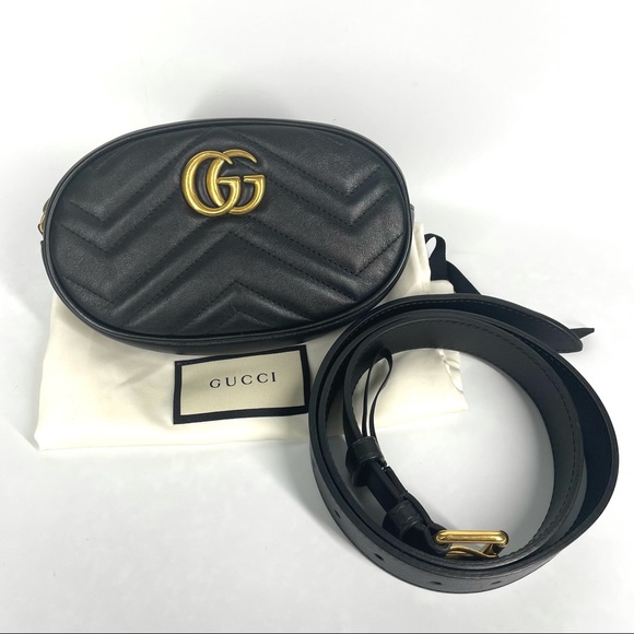 🔴SOLD🔴GUCCI Calfskin Matelasse GG Marmont Belt Bag - Picture 4 of 17